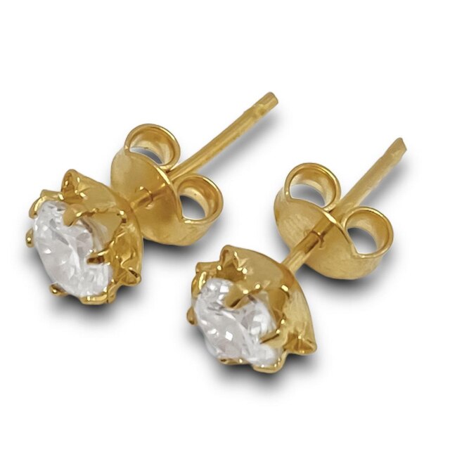 Brinco Flor de Zirconia Banhado Ouro 18k Semijoia