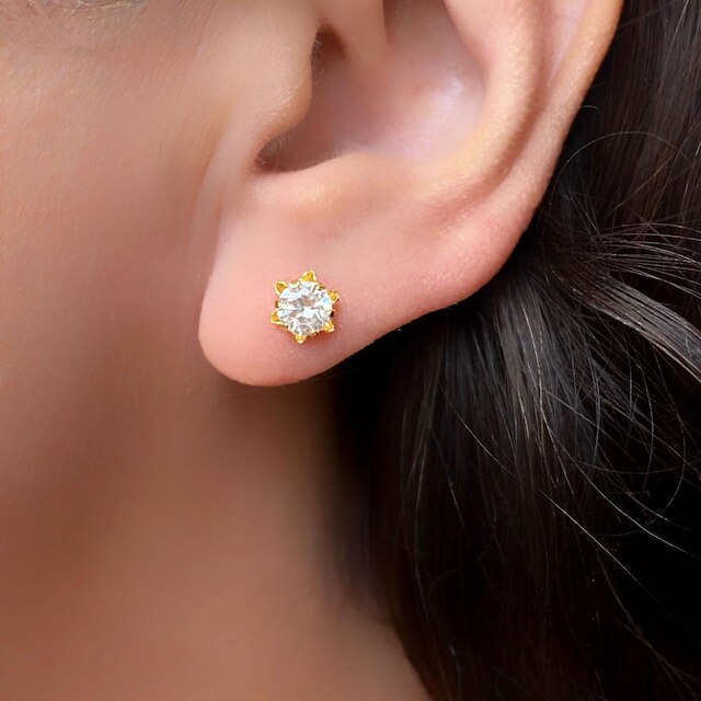 Brinco Flor de Zirconia Banhado Ouro 18k Semijoia