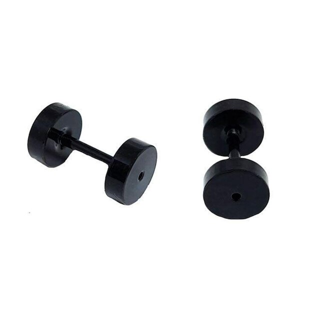 Brinco Masculino Falso Alargador 6mm Preto - PAR