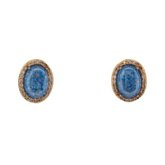 Brinco Oval Dourado Azul BC3852