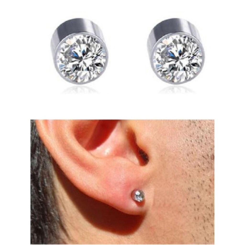 Brinco Pressão Magnético Ímã Masculino Ponto de Luz 4mm Aço Pequeno