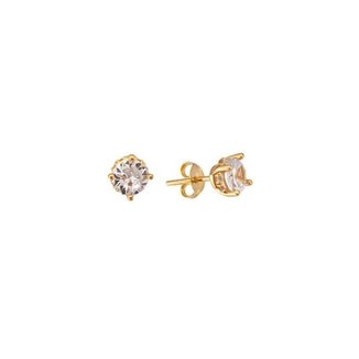 Brinco Solitário Ponto de Luz Cravejado GARIMPO Semijoia Banhado a Ouro 18k Pequeno 6 mm Feminino