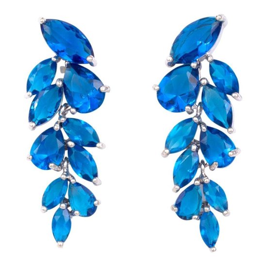 Brinco Zircônia Cachos BC0963 - Prata+Azul