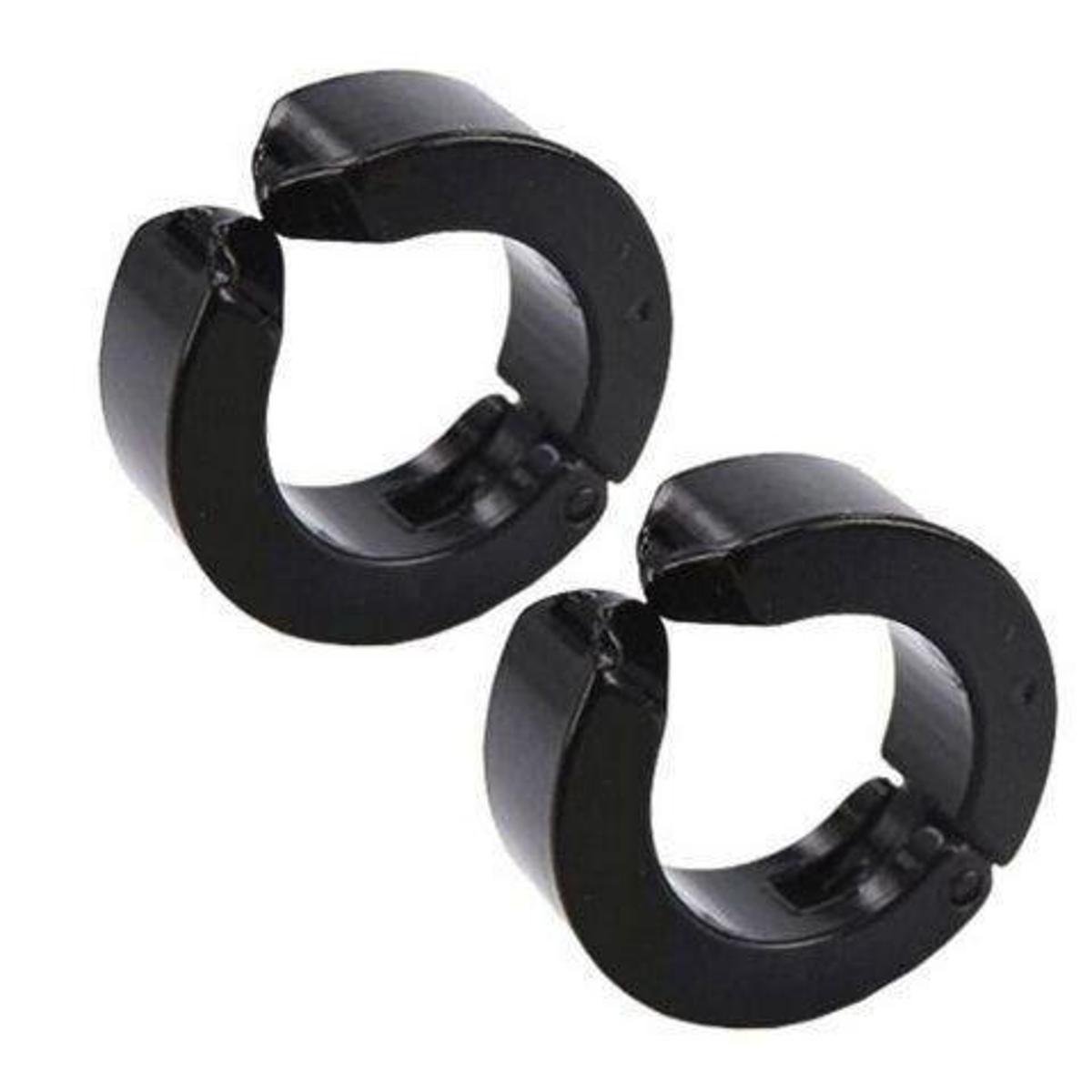 Brincos Masculinos Argola de Pressão BAP1 - Preto Menor preço em Brincos Masculinos Argola de Pressão BAP1 - Preto