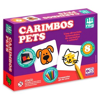 Brinquedo Educativo Carimbos Pets com Giz de Cera - Nig