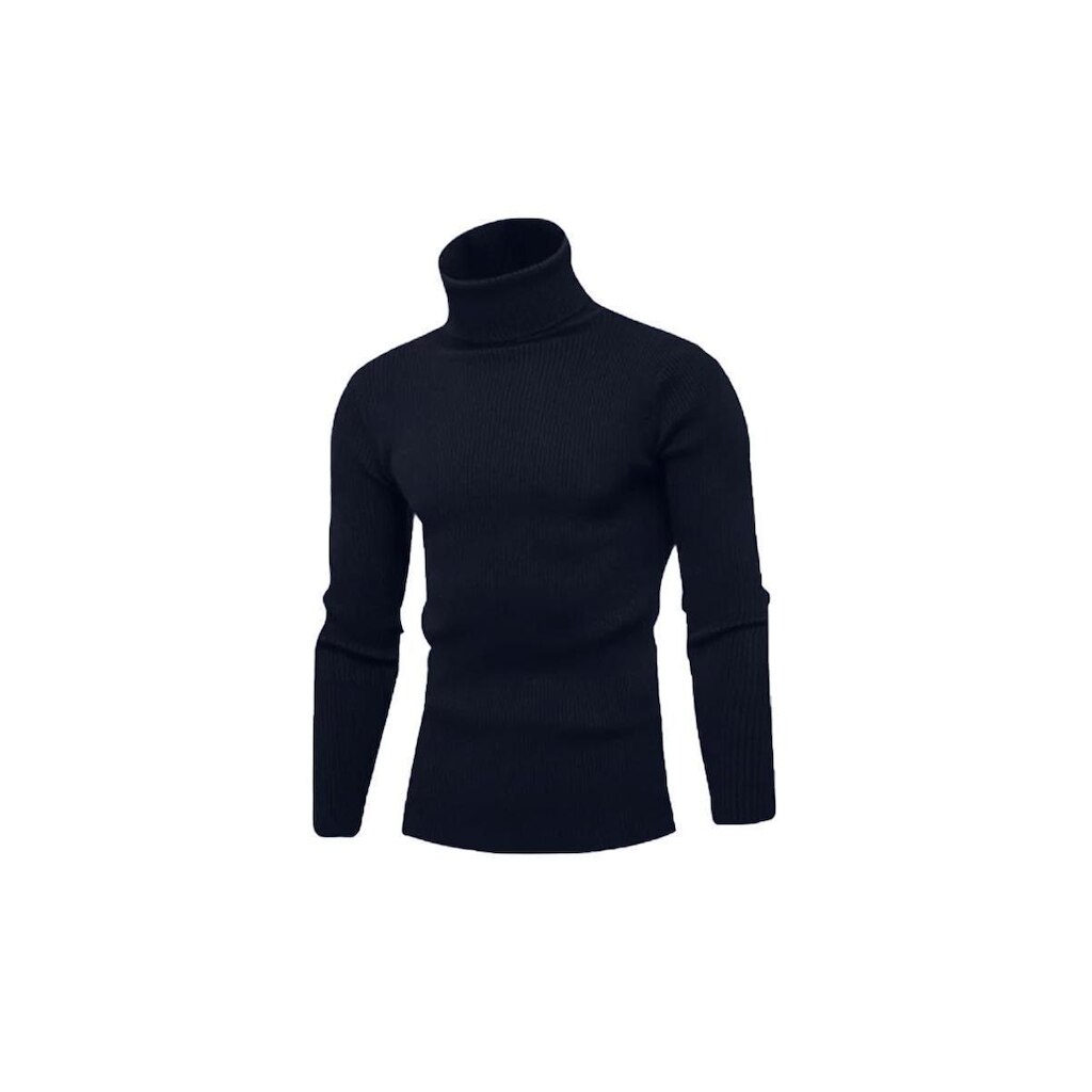 Cacharrel Blusa Tricot Lã Masculina Canelada Gola Alta