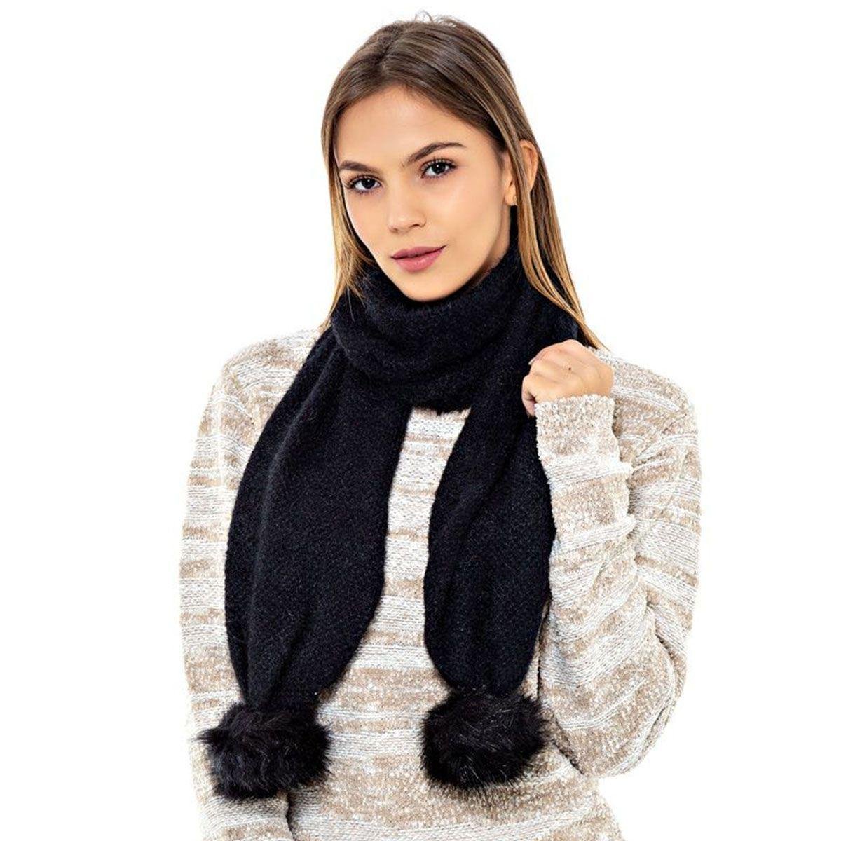 Cachecol Katze Pompom Pele - Preto
