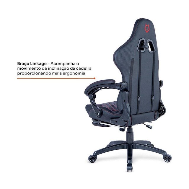 Cadeira Gamer Husky Tempest 700, Até 145kg, Almofadas, Reclinável 150º, PU, Descanso para Pés