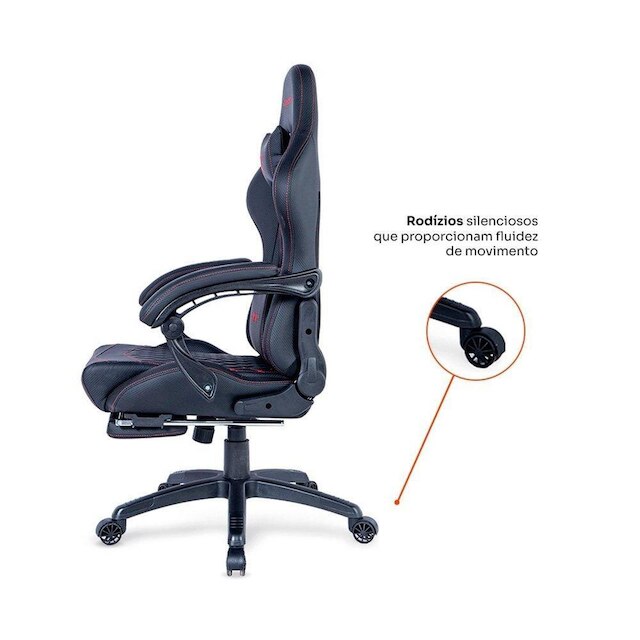 Cadeira Gamer Husky Tempest 700, Até 145kg, Almofadas, Reclinável 150º, PU, Descanso para Pés