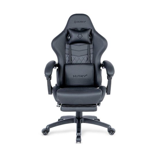 Cadeira Gamer Husky Tempest 700, Até 145kg, Almofadas, Reclinável 150º, PU, Descanso para Pés