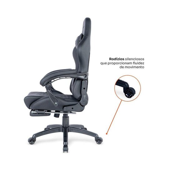 Cadeira Gamer Husky Tempest 700, Até 145kg, Almofadas, Reclinável 150º, PU, Descanso para Pés