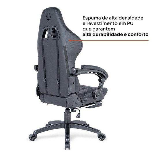 Cadeira Gamer Husky Tempest 700, Até 145kg, Almofadas, Reclinável 150º, PU, Descanso para Pés