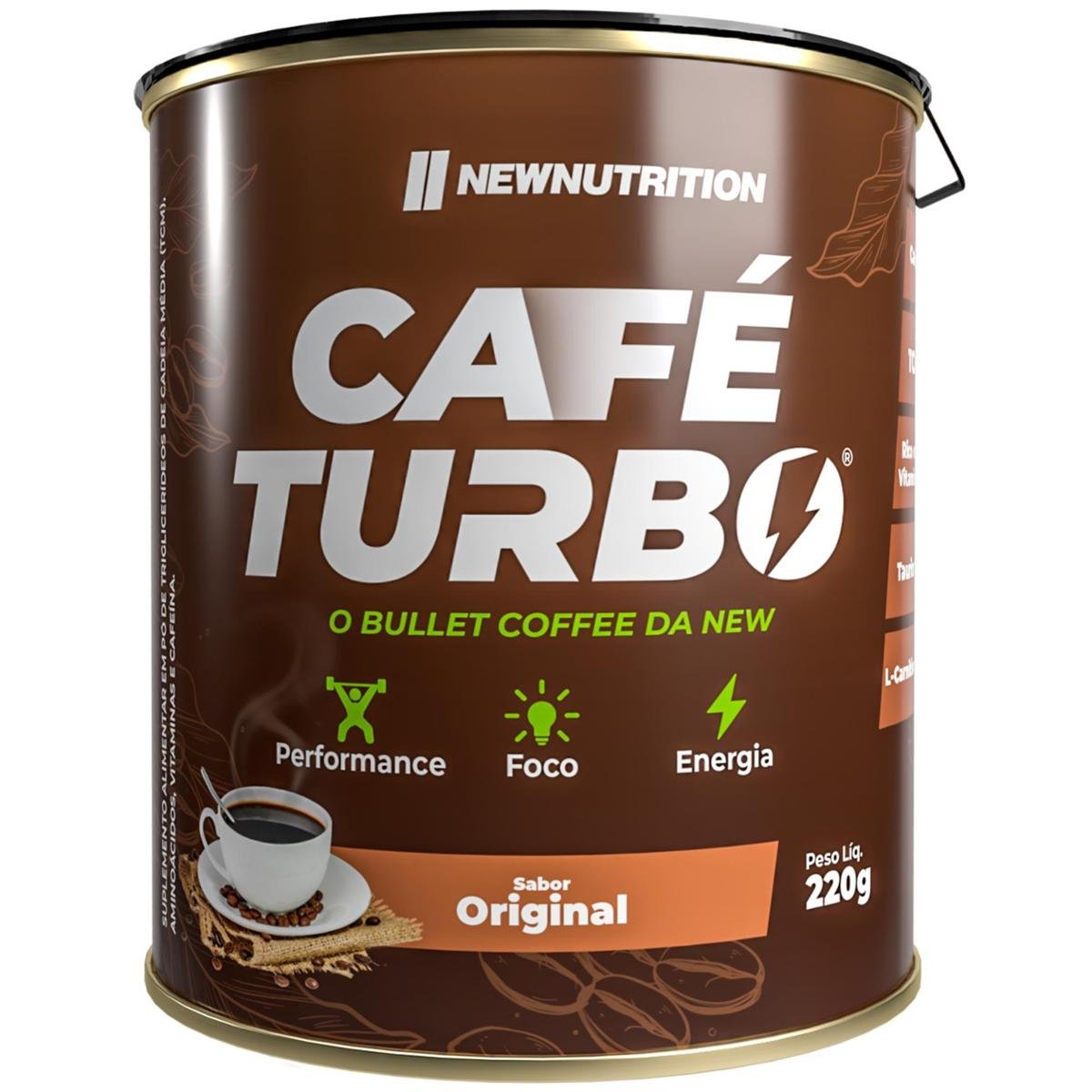 Café Turbo Original Suplemento Alimentar em Pó 220g Pré Treino - Energia, Foco e Disposição! Menor preço em Café Turbo Original Suplemento Alimentar em Pó 220g Pré Treino - Energia, Foco e Disposição!