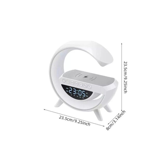 Caixa De Som Inova Mesa Rgb Bluetooth Carregador Induçao Relogio Bivolt G Speaker Smart