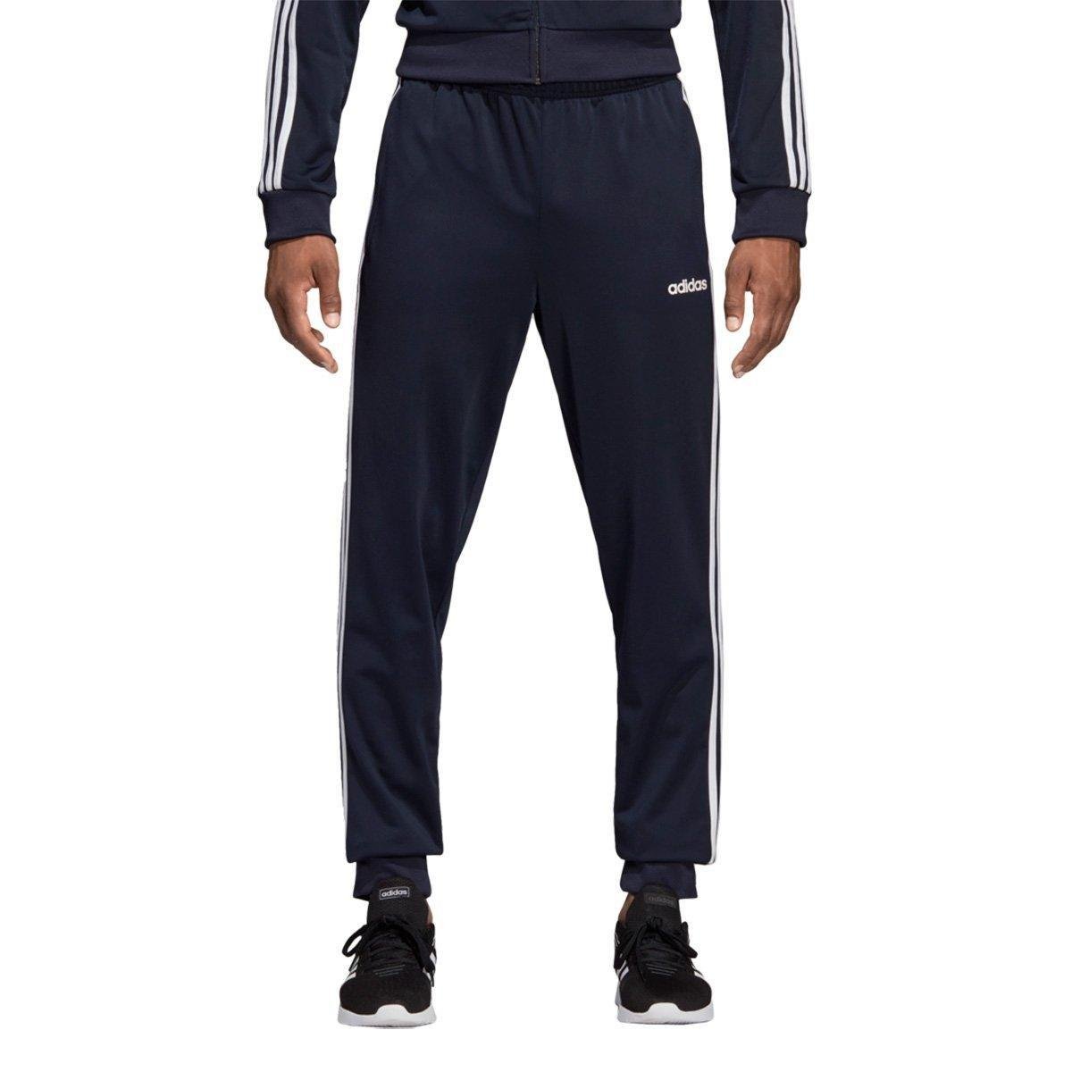 Calça Afunilada Adidas Essentials Masculina - Marinho+Branco Menor preço em Calça Afunilada Adidas Essentials Masculina - Marinho+Branco