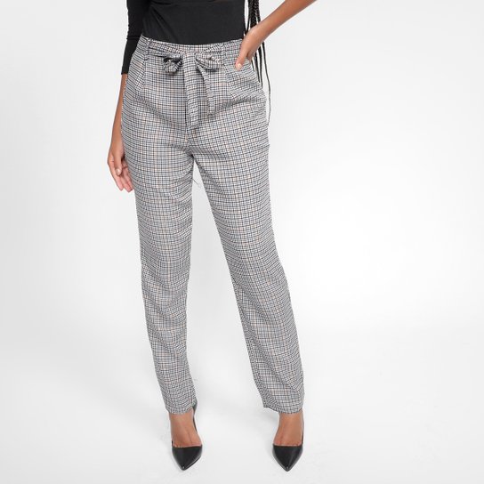 Calça Aishty Xadrez Cintura Alta Feminina - Estampado