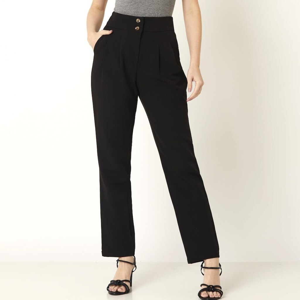 Calça Alfaiataria Cigarrete Pregas Miss Joy 7482 Feminino
