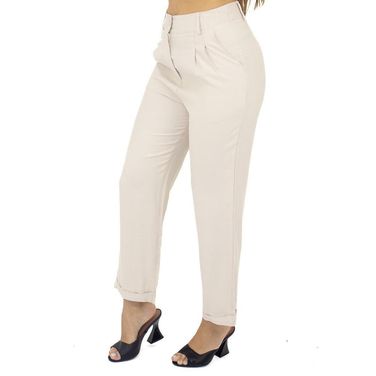 Calça Alfaiataria com Bolso Feminina Eagle Rock Bege - Bege Menor preço em Calça Alfaiataria com Bolso Feminina Eagle Rock Bege - Bege