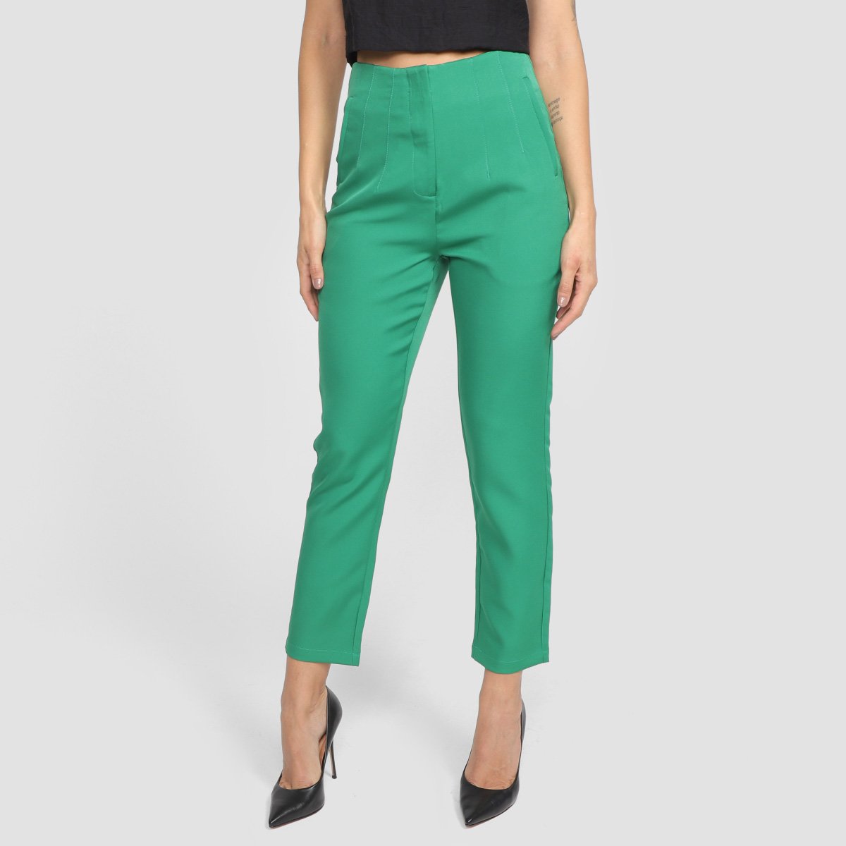 Calça Alfaiataria Eagle Rock Cintura Alta Feminina - Verde Menor preço em Calça Alfaiataria Eagle Rock Cintura Alta Feminina - Verde