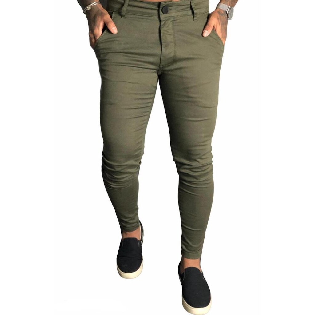 Calça Alfaiataria Sarja Skinny Masculina Com Elastano
