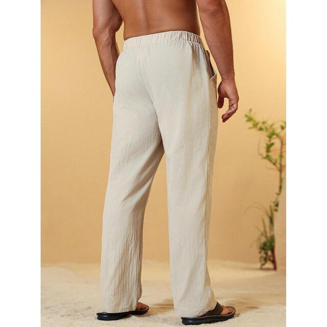 Calça Baggy Alfaiataria Linho Masculina Folgada Casual Balão