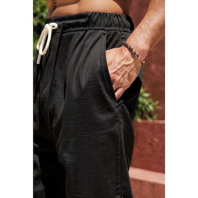 Calça Baggy Alfaiataria Linho Masculina Folgada Casual Balão