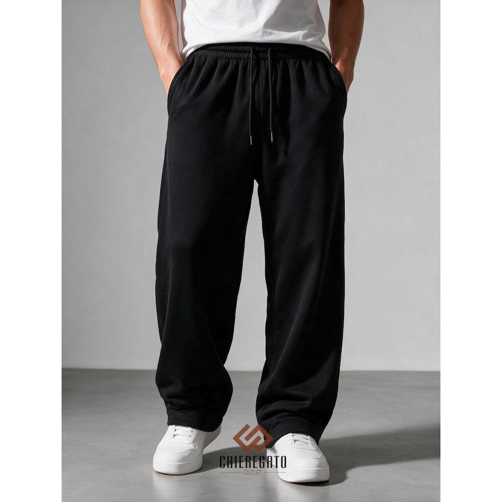 Calça Baggy Moletom Streetwear Wide Leg Masculina Unissex