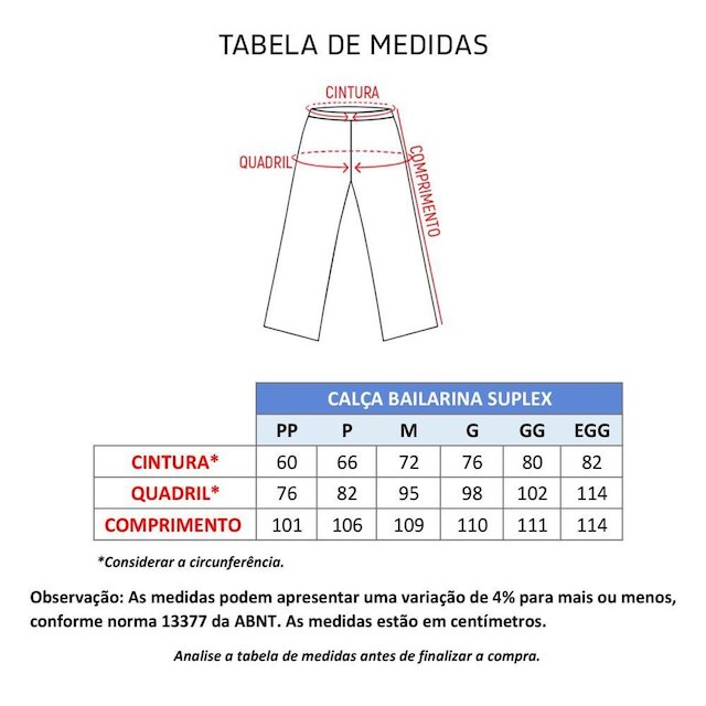 Calça bailarina em suplex cós médio