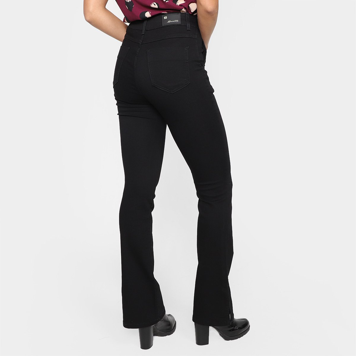 Calça Boot Cut Sawary Sarja Feminina - Preto | Zattini