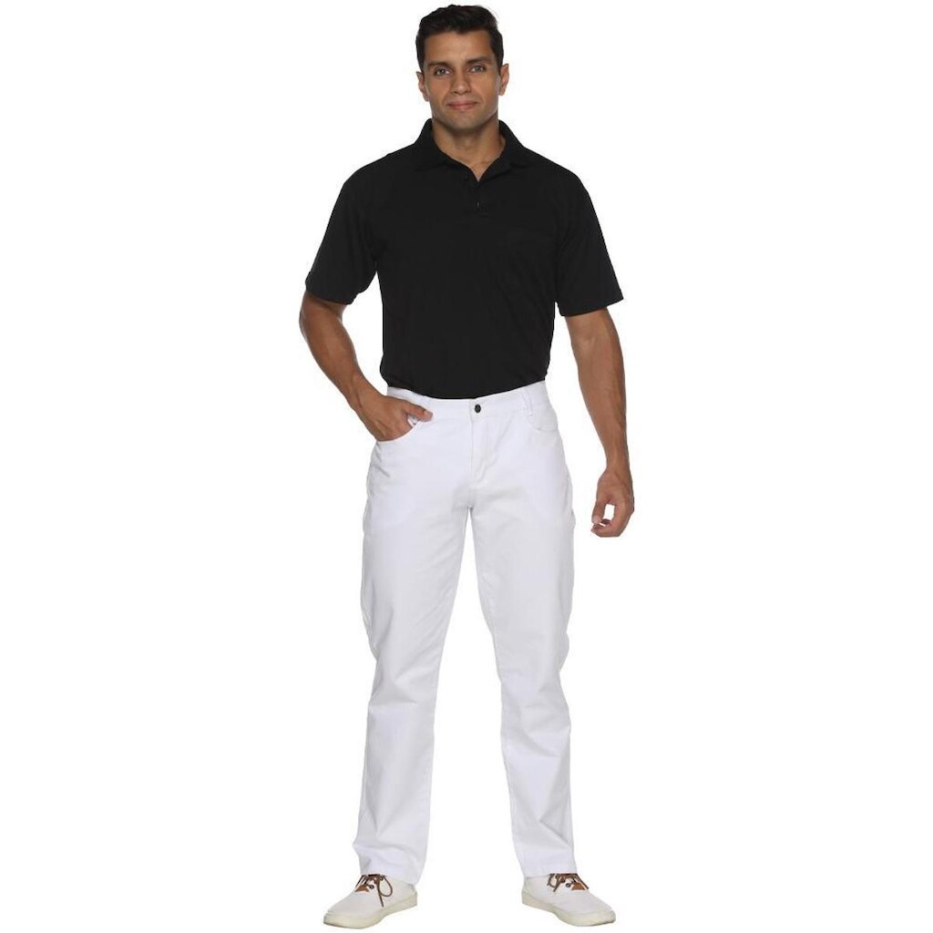 Calça branca sarja com elastano masculina