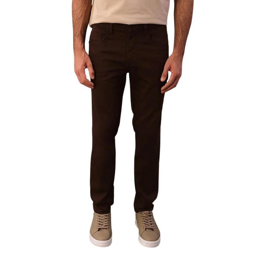 Calça Calvin Klein 5 Pockets Lisa Marrom Masculina