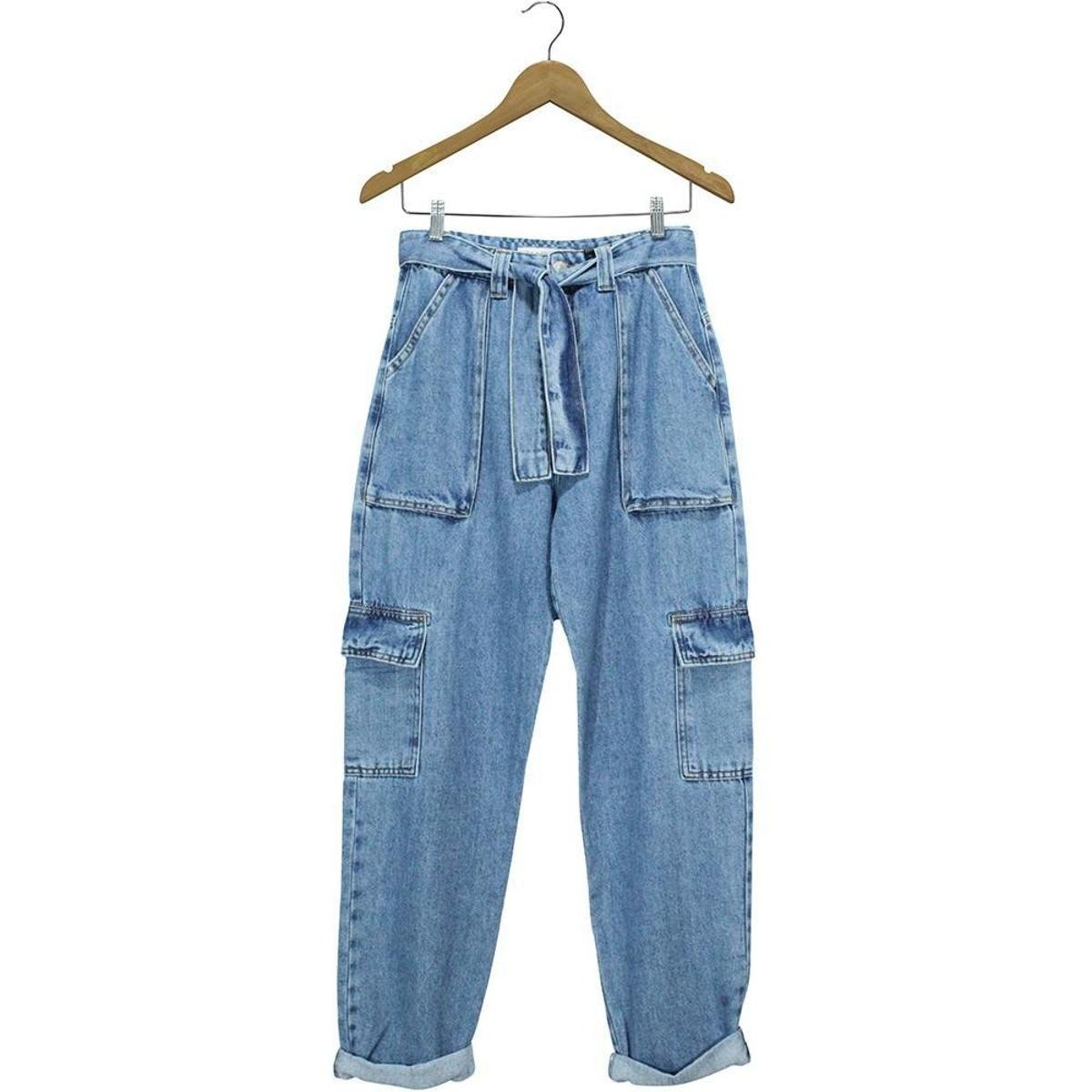 Calça Calvin Klein Jeans Balloon Bolsos Cargo Azul Feminina Zattini