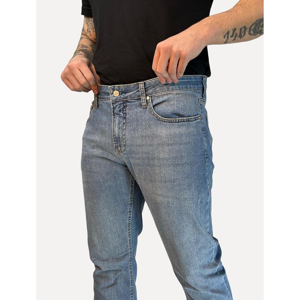 Calça Calvin Klein Jeans Masculina Strong Stoned Slim 5 Pockets Azul Médio