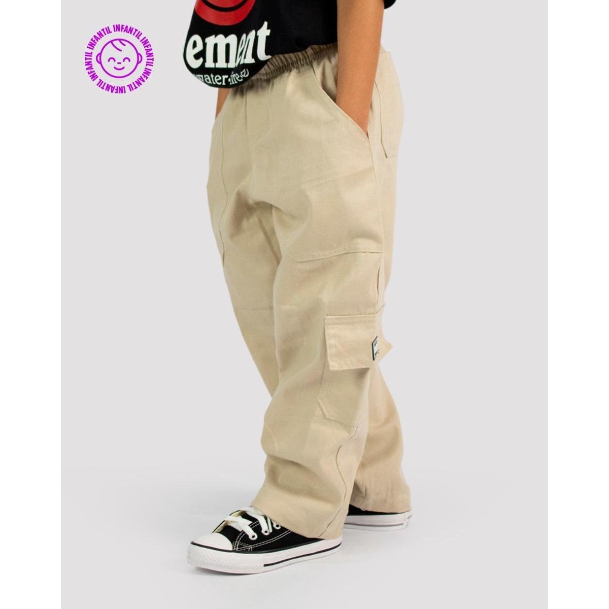 Calça Cargo Calca Caqui Infantil Calça Cargo DR7 Street Kids Caqui
