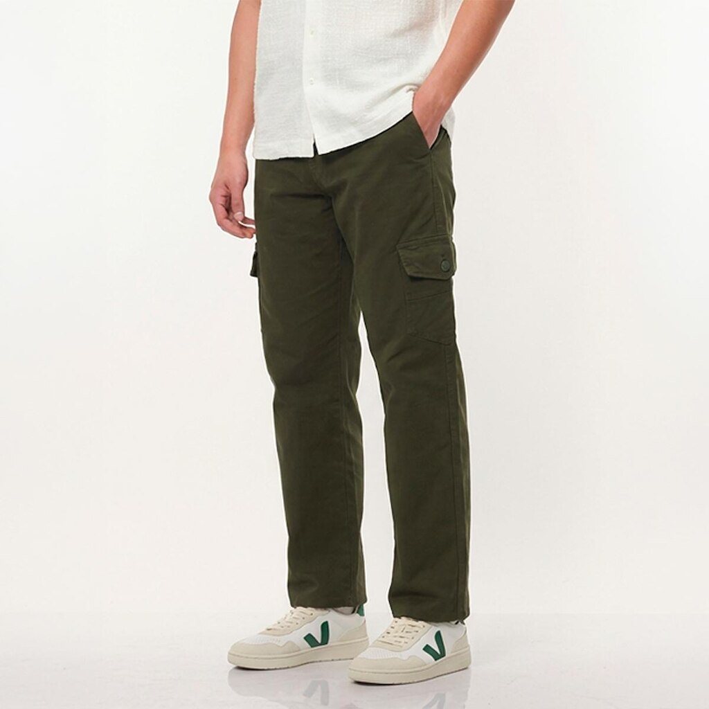 Calça Cargo Masculina Sarja 100% Algodão 6 Bolsos Casual