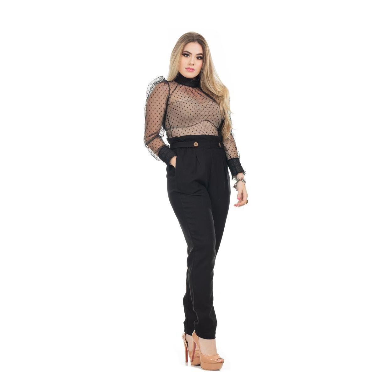 Calça Clara Arruda Linho Clochard 10086 - Preto Menor preço em Calça Clara Arruda Linho Clochard 10086 - Preto