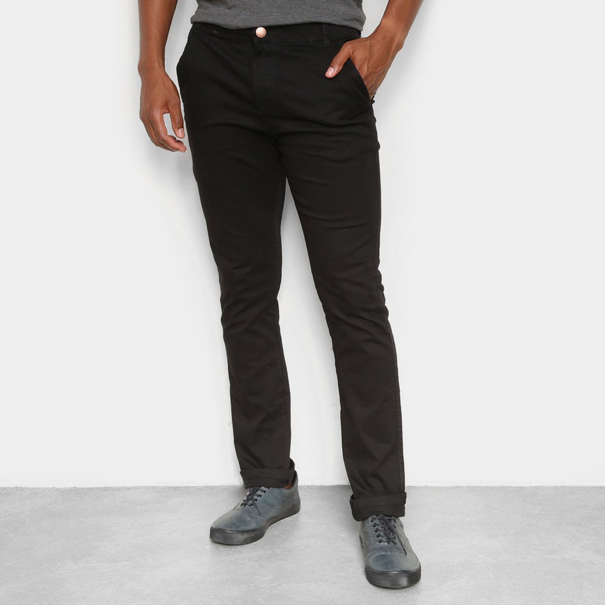 Calça Coffee Chino Slim Masculina - Preto Menor preço em Calça Coffee Chino Slim Masculina - Preto