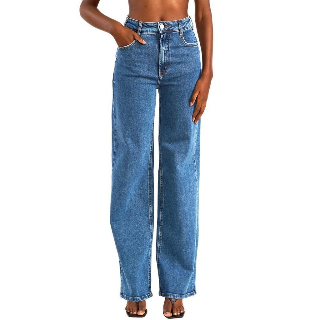 Calça Colcci Jeans Wide Leg Cintura Alta Juliette Índigo Azul Feminina