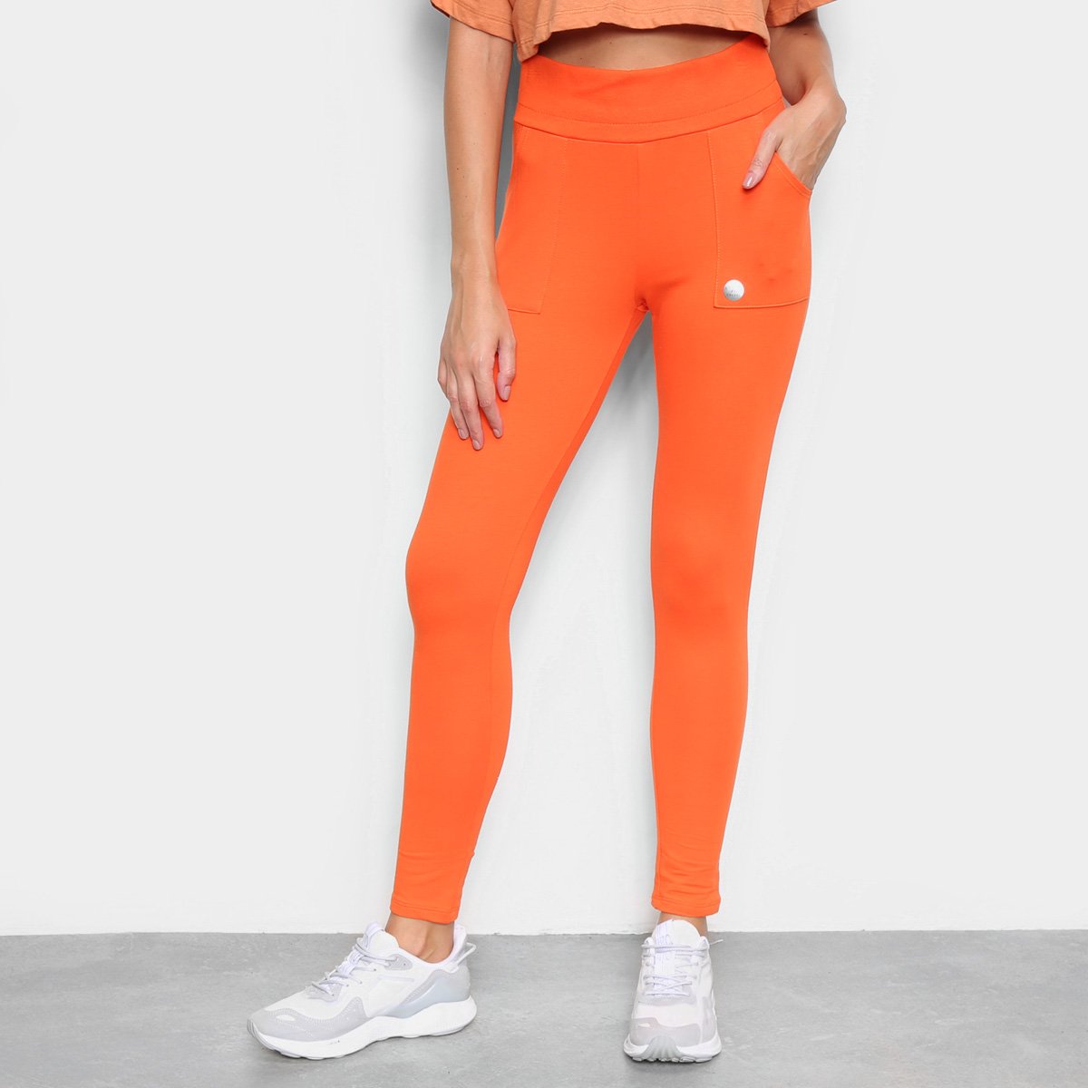 Calça Colcci Moletinho Cintura Alta Feminina - Laranja Menor preço em Calça Colcci Moletinho Cintura Alta Feminina - Laranja