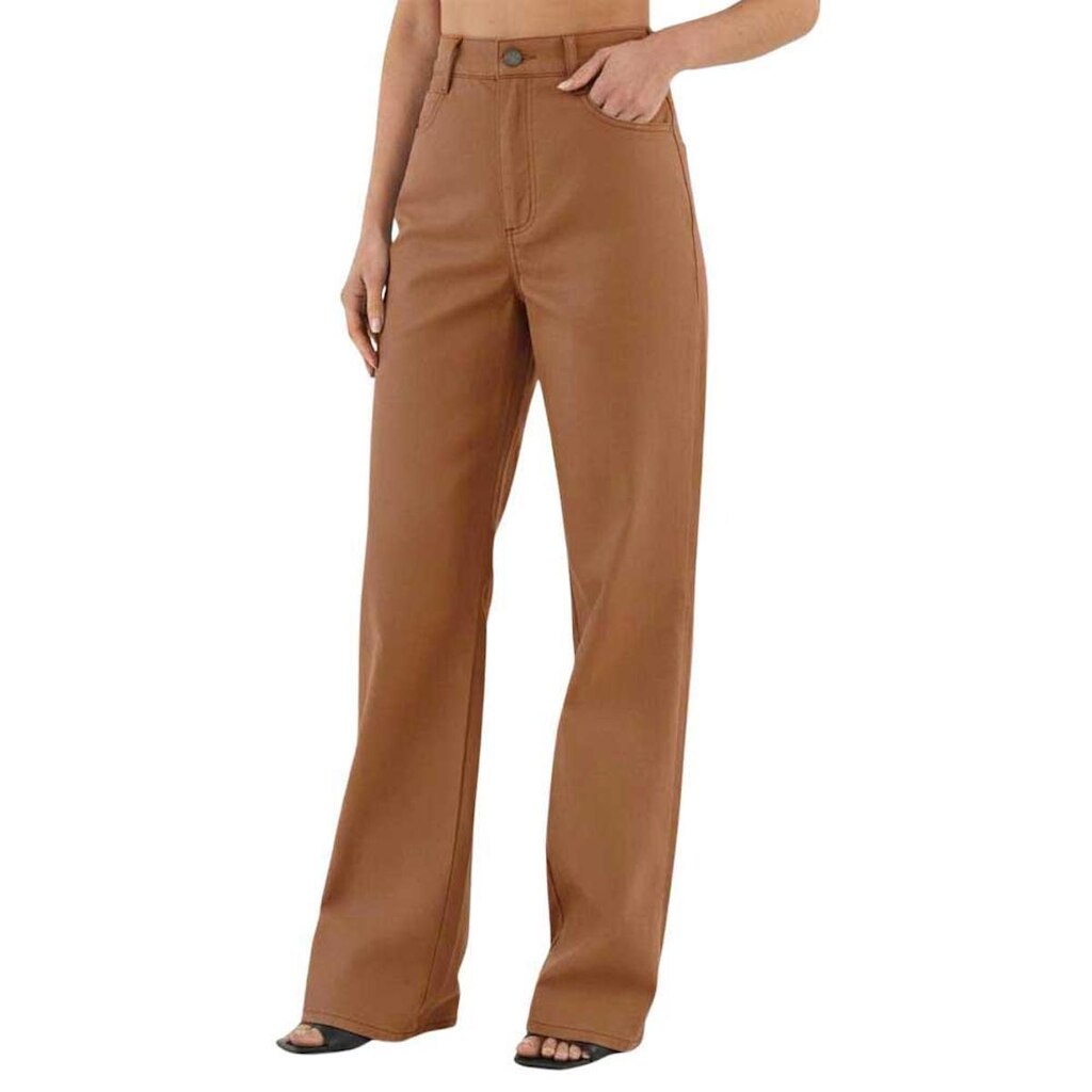 Calça Colcci Sarja Wide Leg Juliette Resinada