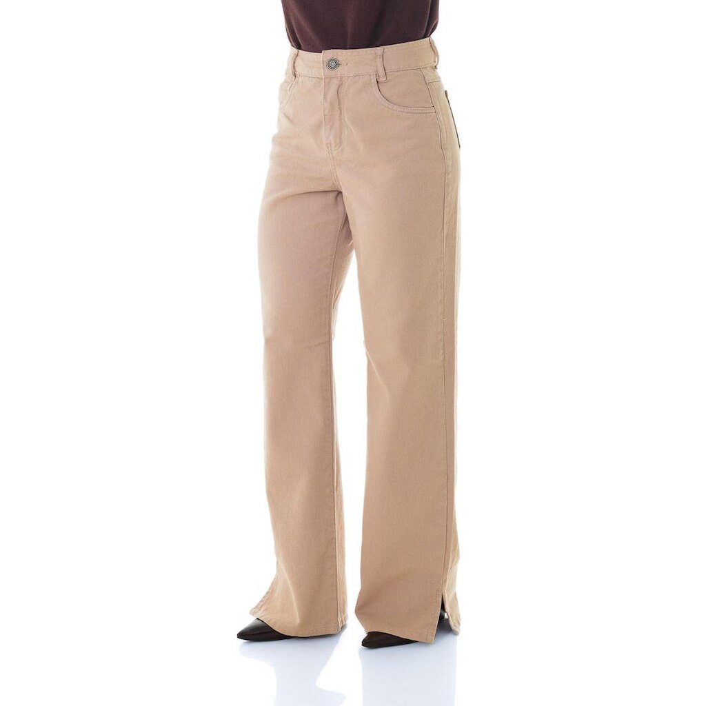 Calça Collor Feminina Arauto Wide Leg Abertura Lateral