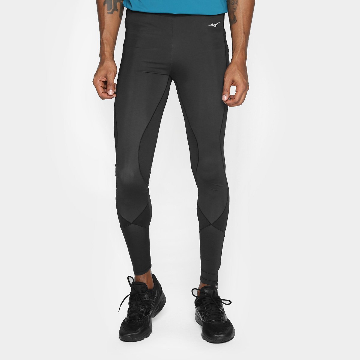 Calça Compressão Mizuno Synchro Bio Masculina - Chumbo e Preto Menor preço em Calça Compressão Mizuno Synchro Bio Masculina - Chumbo e Preto