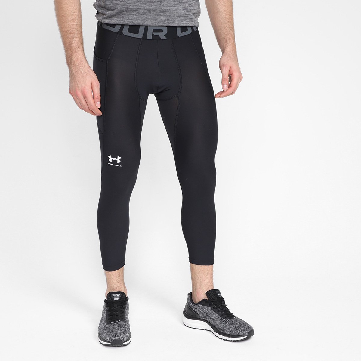 Calça Compressão Under Armour HG 3 Masculina - Preto+Branco Menor preço em Calça Compressão Under Armour HG 3 Masculina - Preto+Branco