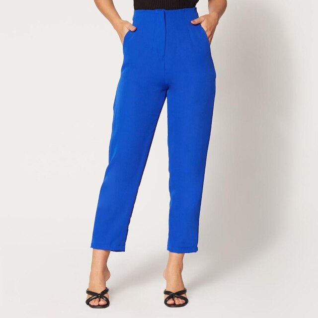 Calça de Alfaiataria Cintura Alta Azul Royal