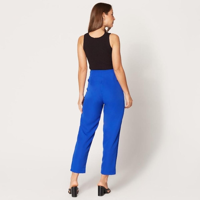 Calça de Alfaiataria Cintura Alta Azul Royal