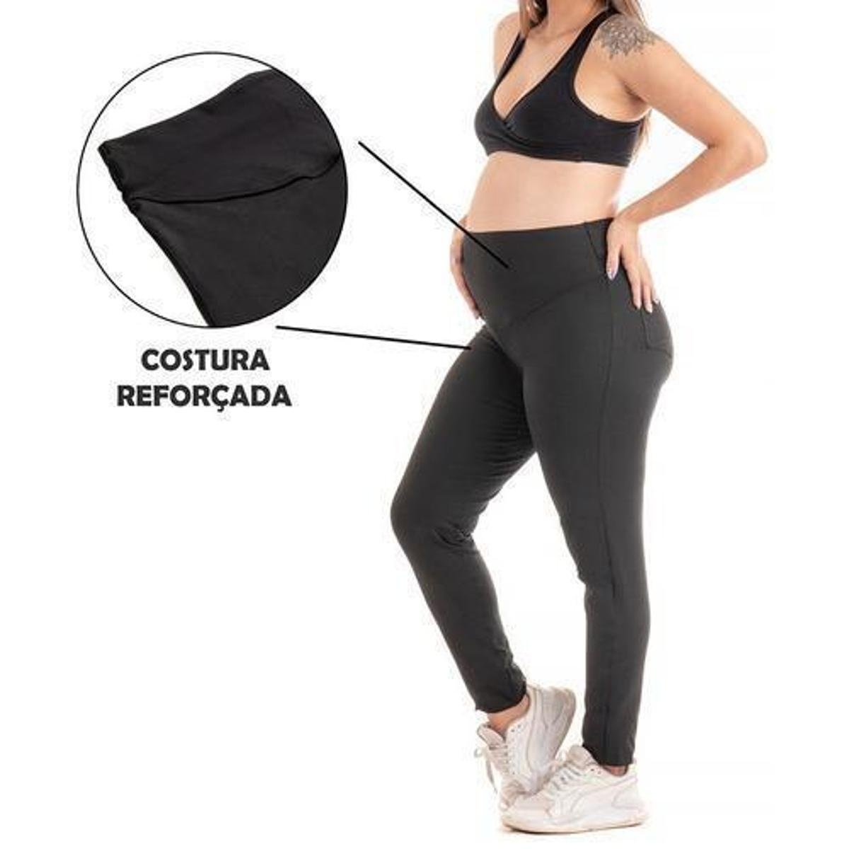 Calça De Gravida Legging Para Gestante Confortável Preta - Preto Menor preço em Calça De Gravida Legging Para Gestante Confortável Preta - Preto
