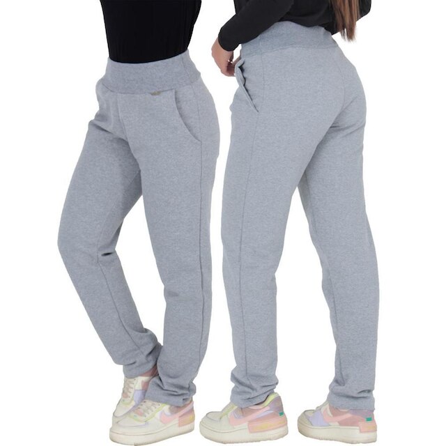CALÇA DE MOLETOM ALGODÃO FELPADO PELUCIADO QUENTINHA WIDE LEG