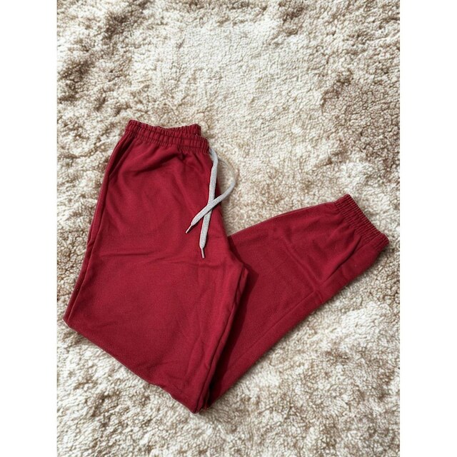 Calça de Moletom Feminina Jogger Básica Bordô Forrado Felpudo Flanelado com Bolso