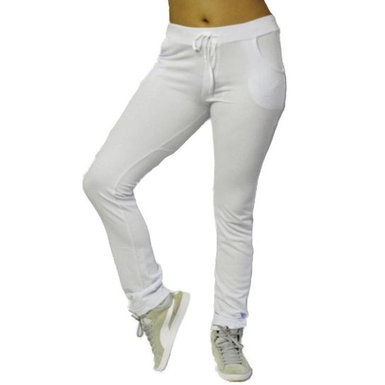 Calça De Moletom Feminino Skinny Slim Sport Casual-Branco-PP Zattini