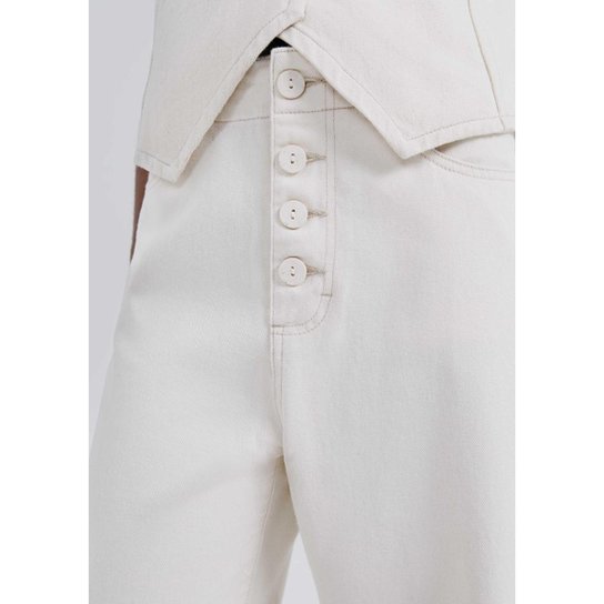 Calça De Sarja Feminina Wide Leg Cintura Média Hering